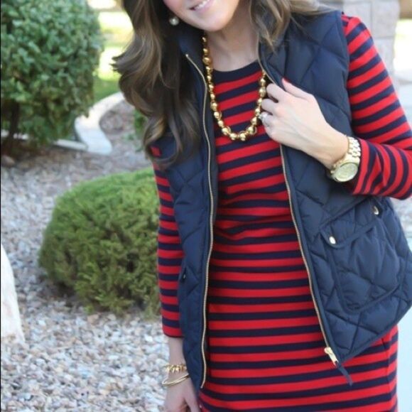 Gap Red Navy Striped Dress w Pockets - Picture 3 of 11